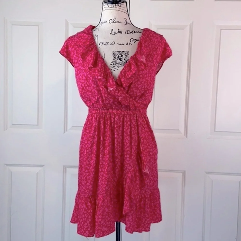J. Crew Ruffle V-Neck Faux Wrap Floral Dress
